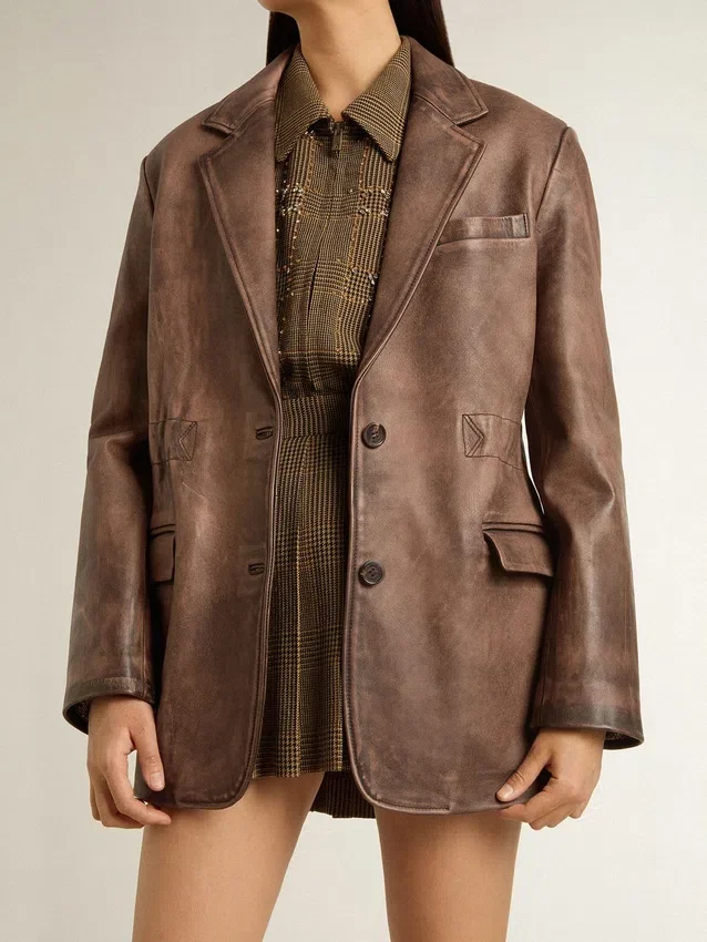 Braune Lederjacke für Damen