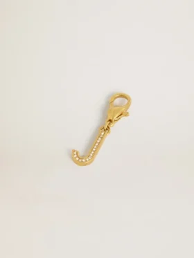 Buchstabe-J-Anhänger aus goldfarbenem Messing mit Kristallen