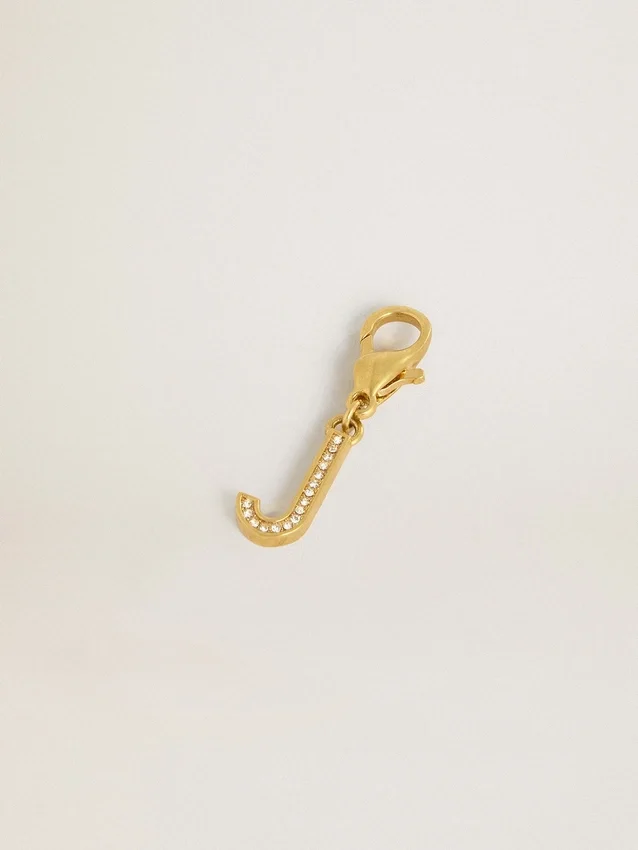 Buchstabe-J-Anhänger aus goldfarbenem Messing mit Kristallen