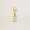 Buchstabe-S-Anhänger aus goldfarbenem Messing mit Kristallen