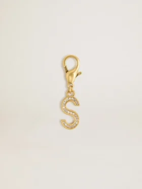 Buchstabe-S-Anhänger aus goldfarbenem Messing mit Kristallen