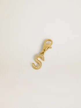 Buchstabe-S-Anhänger aus goldfarbenem Messing mit Kristallen
