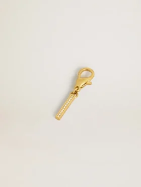 Buchstaben-Anhänger «I» aus goldfarbenem Messing mit Kristallen