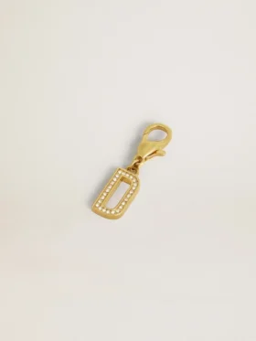 Buchstaben-D-Anhänger aus goldfarbenem Messing mit Kristallen