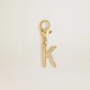 Buchstaben-K-Anhänger aus goldfarbenem Messing mit Kristallen