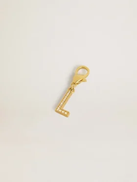 Buchstaben-L-Anhänger aus goldfarbenem Messing mit Kristallen