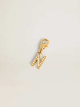 Buchstaben-N-Anhänger aus goldfarbenem Messing mit Kristallen