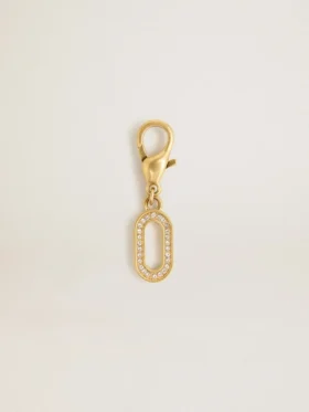 Buchstaben-O-Anhänger aus goldfarbenem Messing mit Kristallen