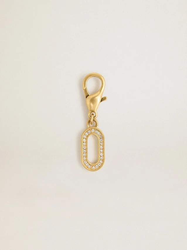 Buchstaben-O-Anhänger aus goldfarbenem Messing mit Kristallen