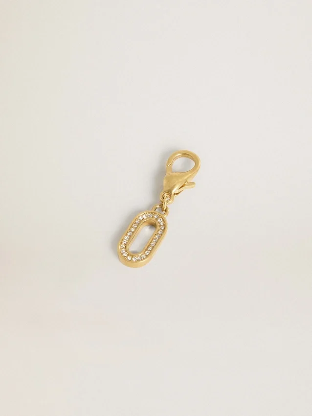 Buchstaben-O-Anhänger aus goldfarbenem Messing mit Kristallen
