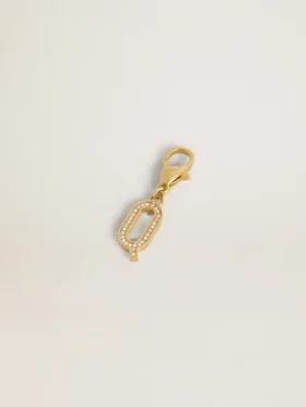 Buchstaben-Q-Anhänger aus goldfarbenem Messing mit Kristallen