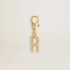 Buchstaben-R-Anhänger aus goldfarbenem Messing mit Kristallen