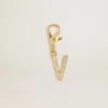 Buchstaben-V-Anhänger aus goldfarbenem Messing mit Kristallen
