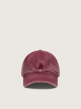 Burgunderrote Baseballkappe mit Ton-in-Ton gesticktem Stern