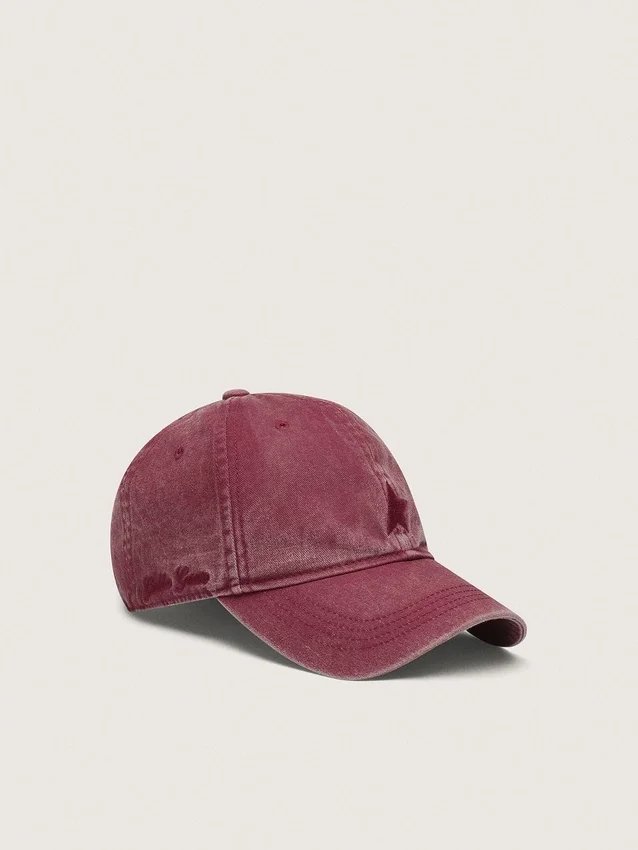 Burgunderrote Baseballkappe mit Ton-in-Ton gesticktem Stern