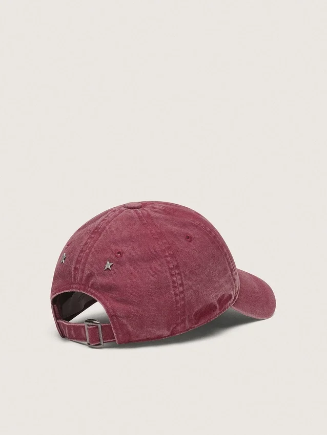 Burgunderrote Baseballkappe mit Ton-in-Ton gesticktem Stern