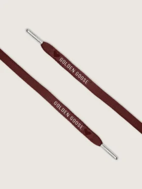 Burgunderrote LTD-Schnürsenkel mit gestickten Herzen und Kontrastlogo