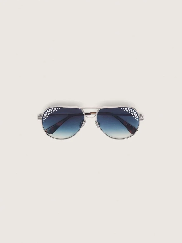 Carter-Sonnenbrille mit blauen Gläsern und Kristallen