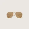 Charlie-Sonnenbrille mit perlweissem Rahmen und goldenen Gläsern