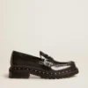 Chunky-Loafer für Damen aus schwarzem Leder mit Nieten