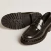 Chunky-Loafer für Damen aus schwarzem Leder mit Nieten