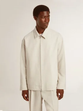 Coach-Jacke für Herren aus einer Wollmischung in Khaki