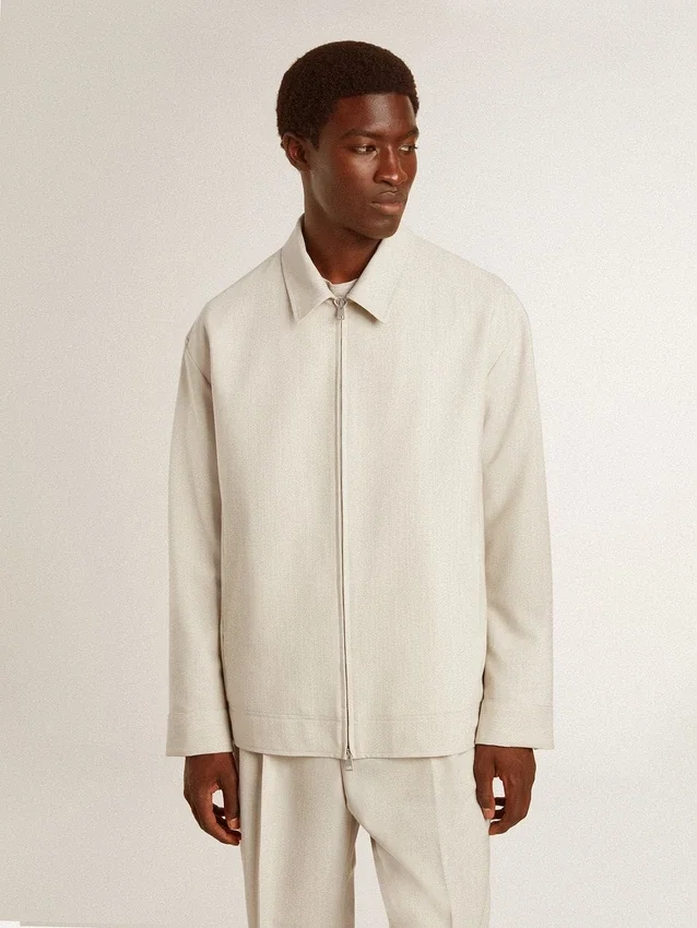 Coach-Jacke für Herren aus einer Wollmischung in Khaki