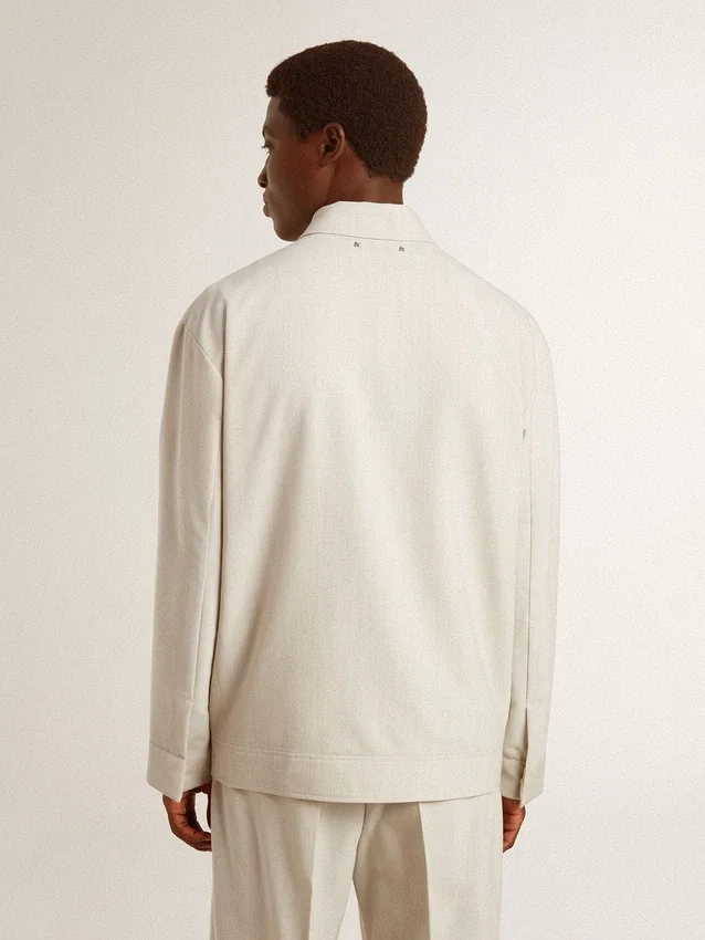 Coach-Jacke für Herren aus einer Wollmischung in Khaki