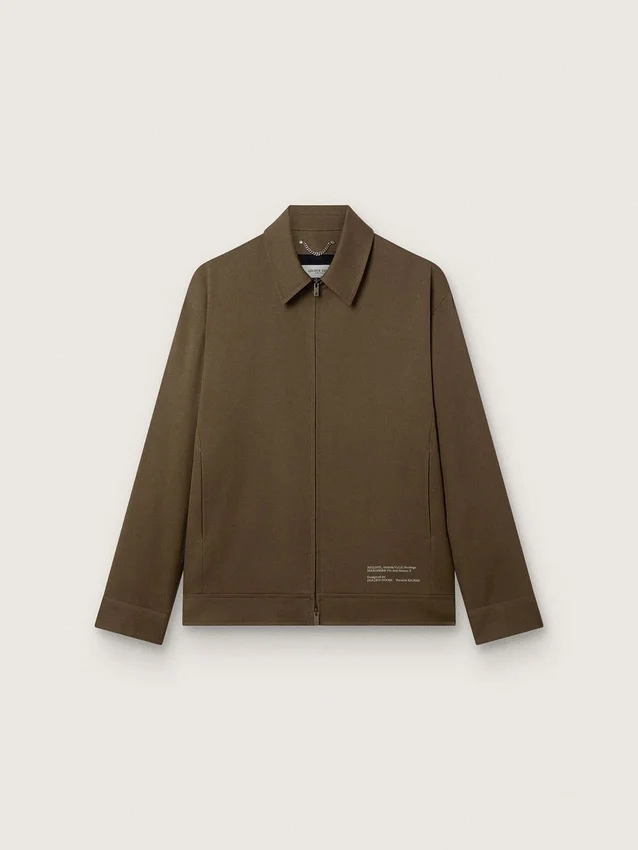 Coach-Jacke für Herren aus Wollgabardine mit Stickerei