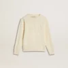 Cremefarbenes Sweatshirt für Mädchen mit Aufnäher-Schriftzug