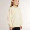 Cremefarbenes Sweatshirt für Mädchen mit Aufnäher-Schriftzug