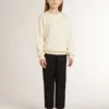 Cremefarbenes Sweatshirt für Mädchen mit Aufnäher-Schriftzug