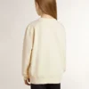 Cremefarbenes Sweatshirt für Mädchen mit Aufnäher-Schriftzug