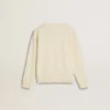 Cremefarbenes Sweatshirt für Mädchen mit Aufnäher-Schriftzug