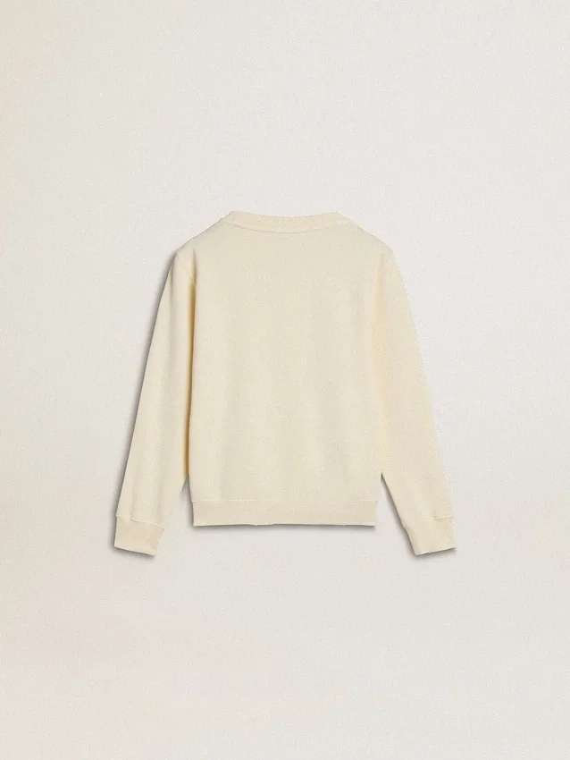Cremefarbenes Sweatshirt für Mädchen mit Aufnäher-Schriftzug