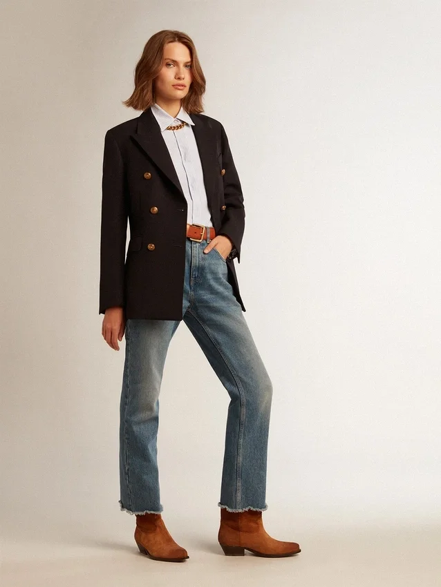 Cropped-Flared-Jeans für Damen mit mittlerer Waschung
