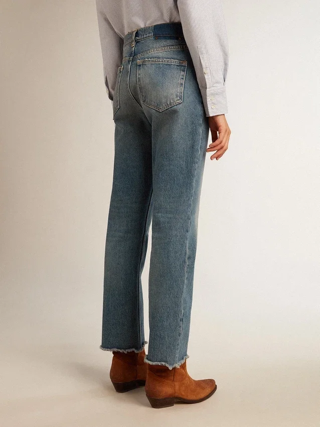 Cropped-Flared-Jeans für Damen mit mittlerer Waschung
