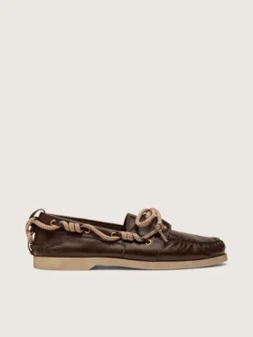 Cruise-Loafer für Damen aus glänzendem dunkelbraunem Leder