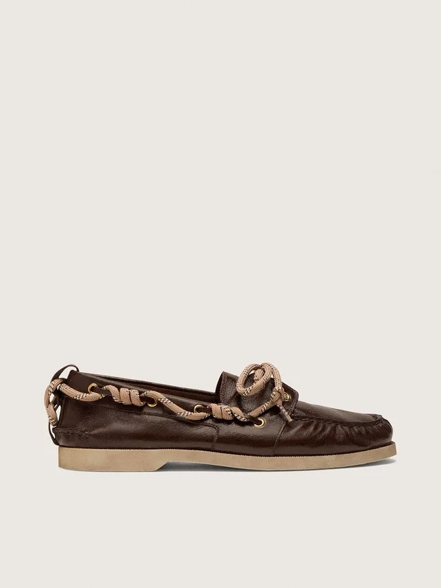 Cruise-Loafer für Damen aus glänzendem dunkelbraunem Leder