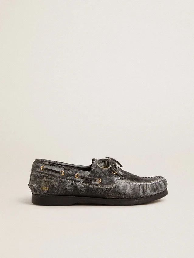 Cruise Teen Loafer aus schwarzem Leder mit Distressed-Effekt