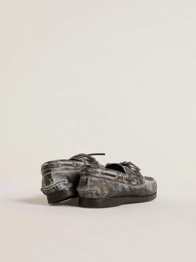 Cruise Teen Loafer aus schwarzem Leder mit Distressed-Effekt