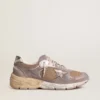 Dad-Star für Damen aus lila Wildleder und Mesh mit laminiertem Lederstern und Fersenlasche