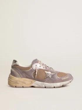 Dad-Star für Damen aus lila Wildleder und Mesh mit laminiertem Lederstern und Fersenlasche