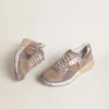 Dad-Star für Damen aus lila Wildleder und Mesh mit laminiertem Lederstern und Fersenlasche