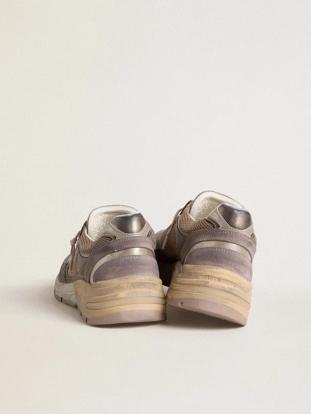 Dad-Star für Damen aus lila Wildleder und Mesh mit laminiertem Lederstern und Fersenlasche