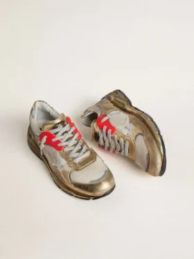 Dad-Star für Damen aus Mesh und goldfoliertem Leder mit weissem Lederstern