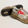 Dad-Star für Damen aus Mesh und goldfoliertem Leder mit weissem Lederstern