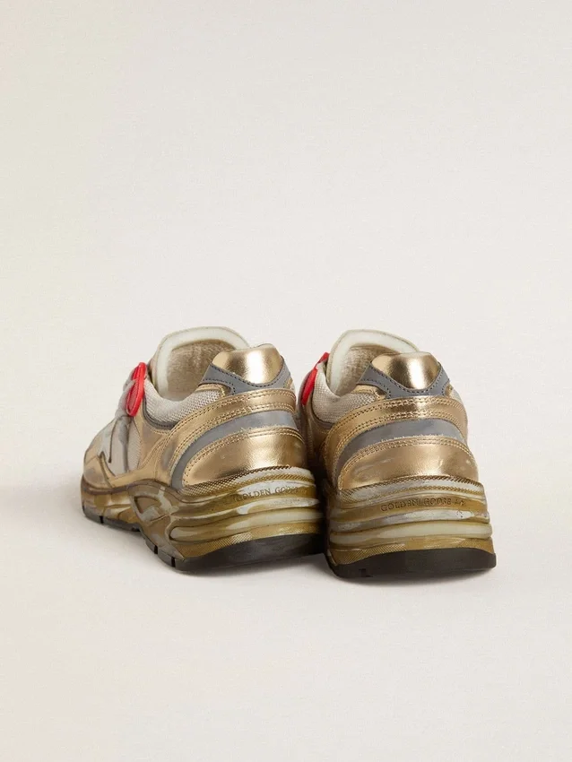 Dad-Star für Damen aus Mesh und goldfoliertem Leder mit weissem Lederstern