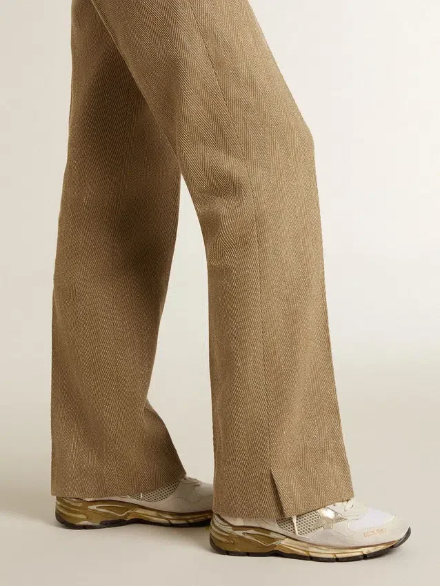 Dad-Star für Damen aus Mesh und weissem Wildleder mit goldfoliertem Stern