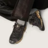 Dad-Star für Damen aus schwarzem Naplak- und Crackle-Leder mit schwarzem Stern und Fersenlasche